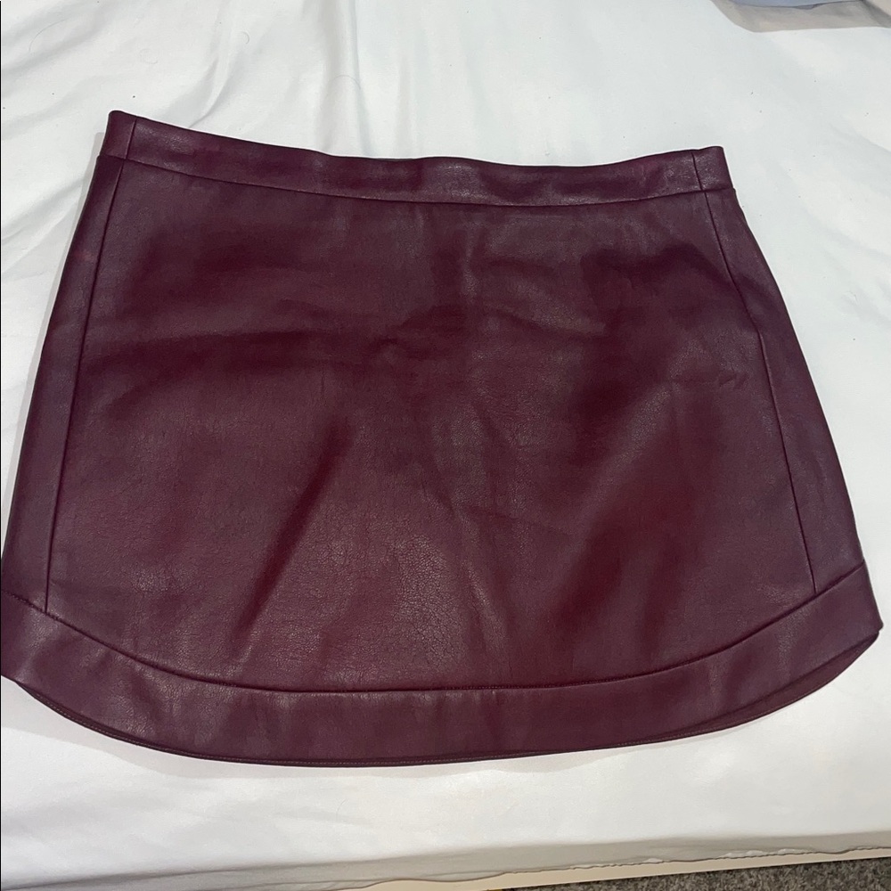 BCBGMaxAzria Burgundy Faux Leather Mini Skirt